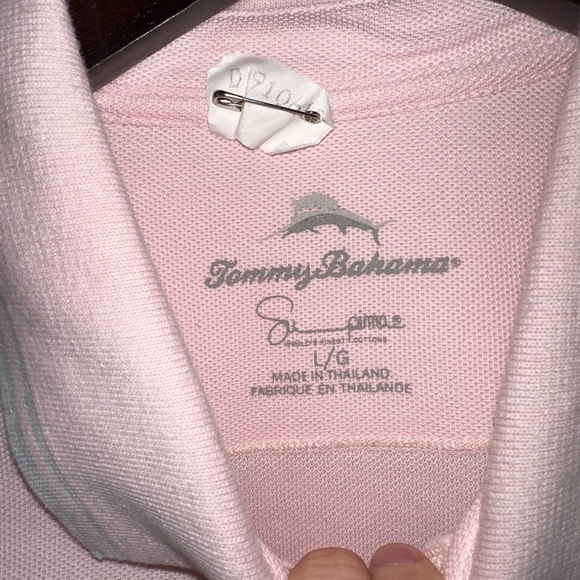 Tommy Bahama Men's Pink Print Polo Short Sleeve Shirt Size Large - Picture 3 of 4